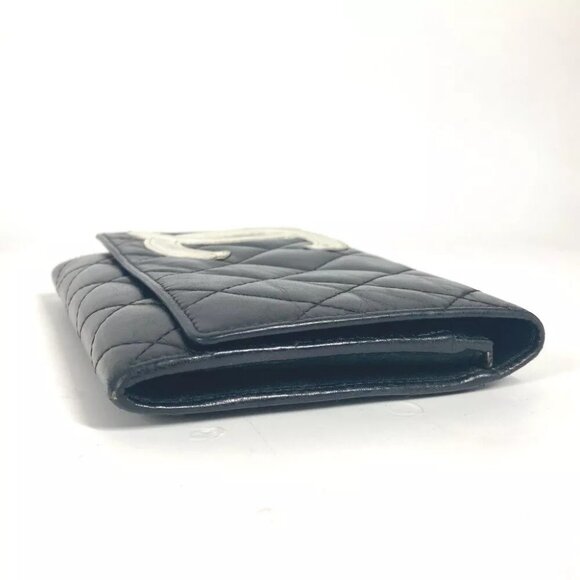 CHANEL Cambon Line CC CC Mark Compact wallet Folded wallet Leather Black/White - Picture 6 of 15